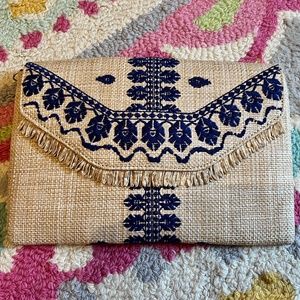 Stella & Dot raffia clutch